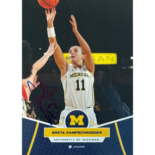 Onit University of Michigan Women's Basketball Greta Kampschroeder Autographed Blue Base Trading Card