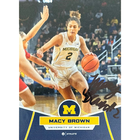 Onit University of Michigan Women's Basketball Macy Brown Autographed Blue Base Trading Card