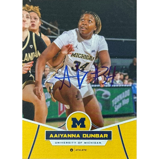 Onit University of Michigan Women's Basketball Aaiyanna Dunbar Autographed Yellow Base Trading Card