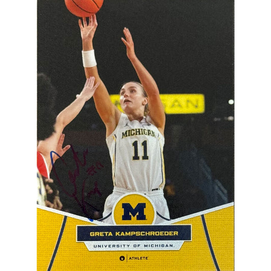 Onit University of Michigan Women's Basketball Greta Kampschroeder Autographed Yellow Base Trading Card