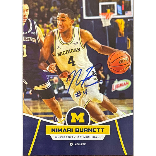 Onit University of Michigan Men's Basketball Nimari Burnett Autographed Blue Base Trading Card