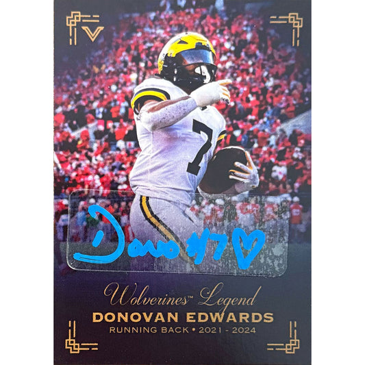 University of Michigan Football Donovan Edwards Autographed Valiant 2025 Wolverines Legends Trading Card