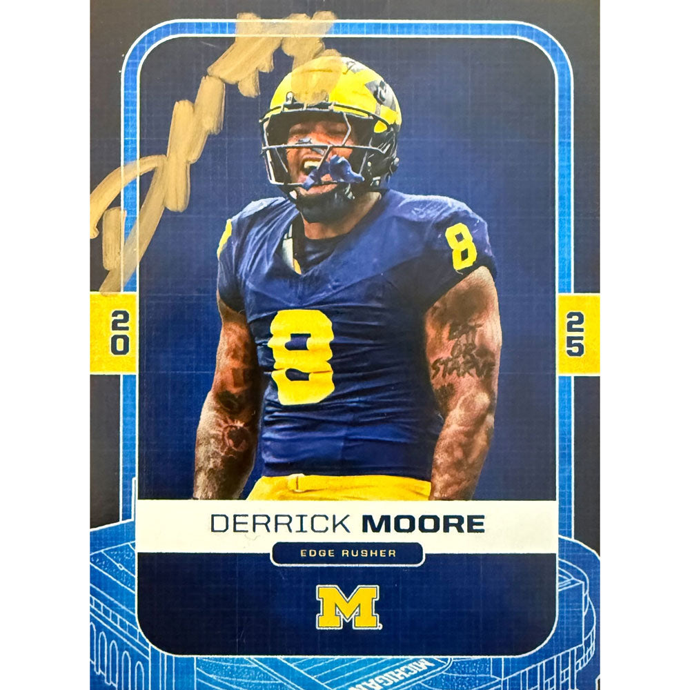 Valiant University of Michigan Football Derrick Moore (Navy Jersey) Autographed Base 2025 Valiant Trading Card