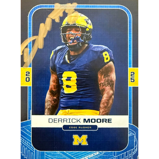 Valiant University of Michigan Football Derrick Moore (Navy Jersey) Autographed Base 2025 Valiant Trading Card
