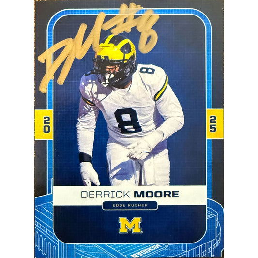 Valiant University of Michigan Football Derrick Moore (White Jersey) Autographed Base 2025 Valiant Trading Card