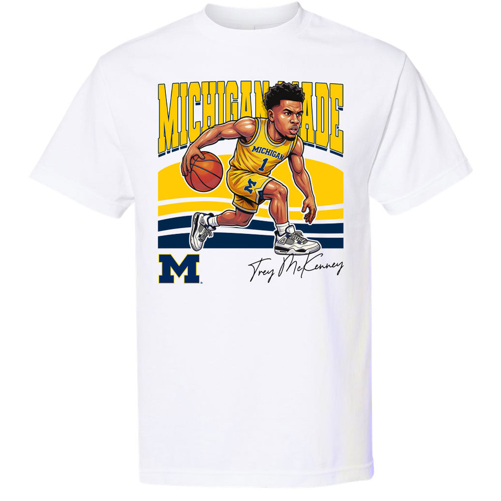 Valiant University of Michigan Basketball Trey McKenney "Michigan Made" Caricature Tee