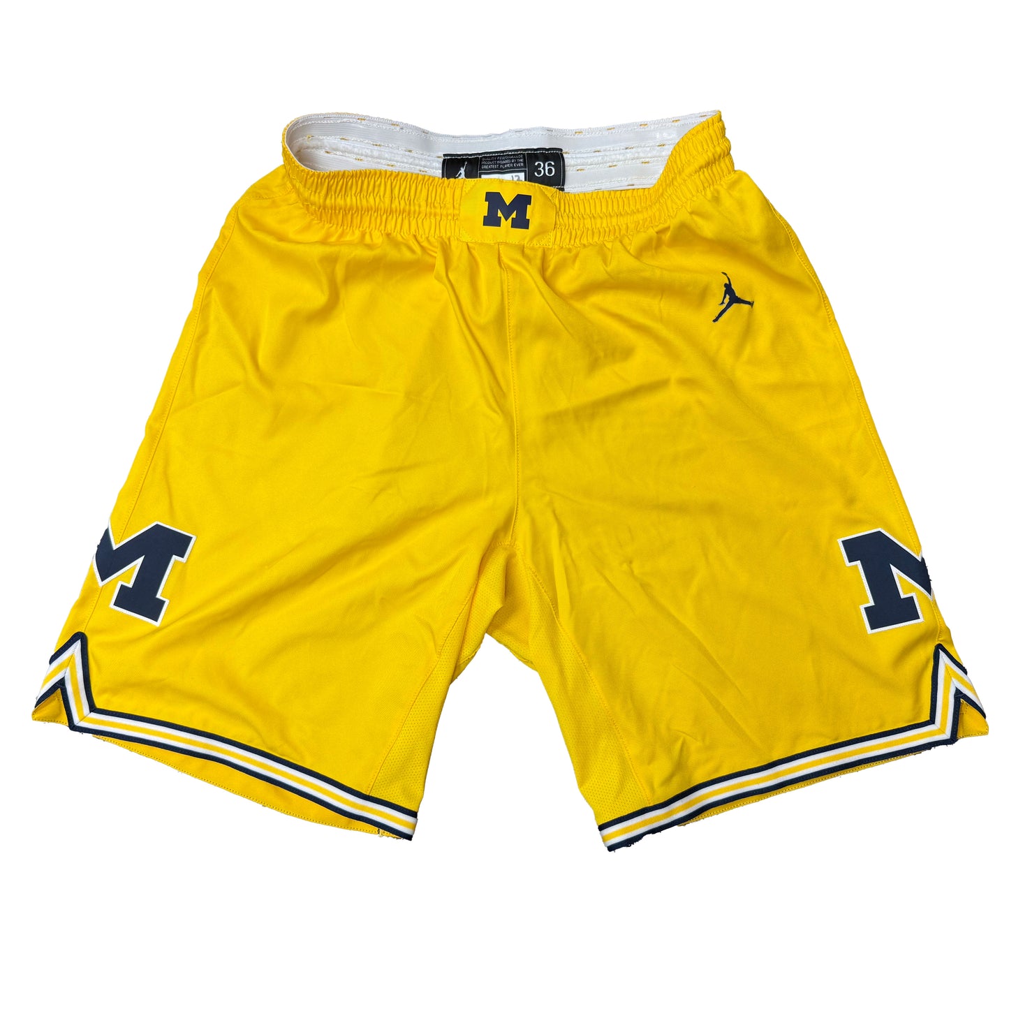 University of Michigan Basketball Charlie May Game-Worn Authentic Michigan Jersey Shorts (Maize)