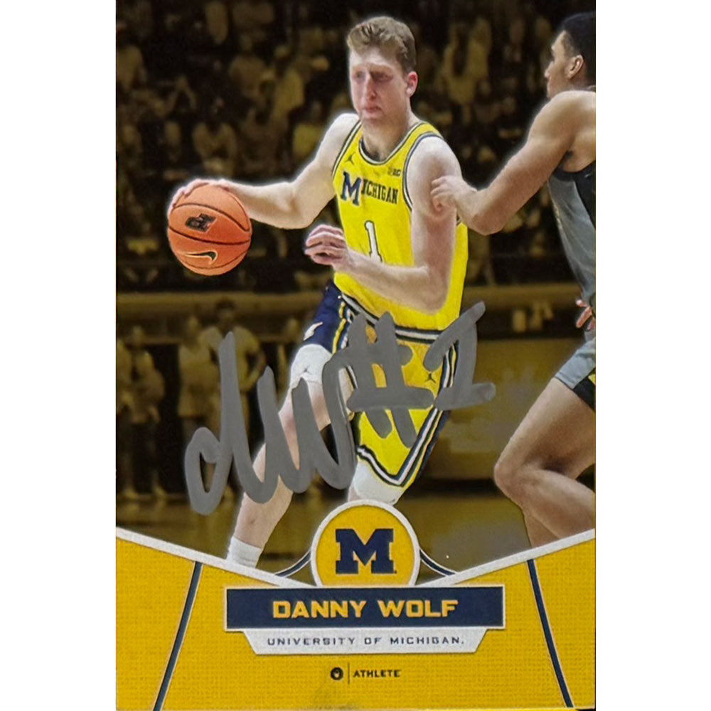 University of Michigan Basketball Danny Wolf Autographed OnIt Gold Holo Maize Parallel Trading Card