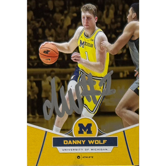 University of Michigan Basketball Danny Wolf Autographed OnIt Gold Holo Maize Parallel Trading Card