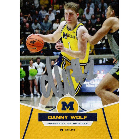 University of Michigan Basketball Danny Wolf Autographed OnIt Maize Parallel Trading Card