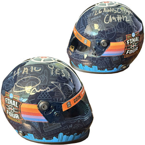 University of Michigan Basketball Final Four Mini Indy Car Helmet – Dual Signed by Head Coach Dusty May & Charlie May with Inscriptions