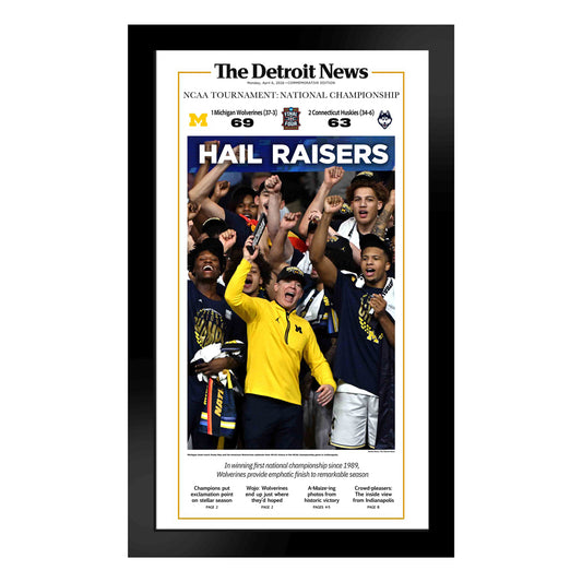University of Michigan Basketball National Champions Framed Detroit News Front Page Print