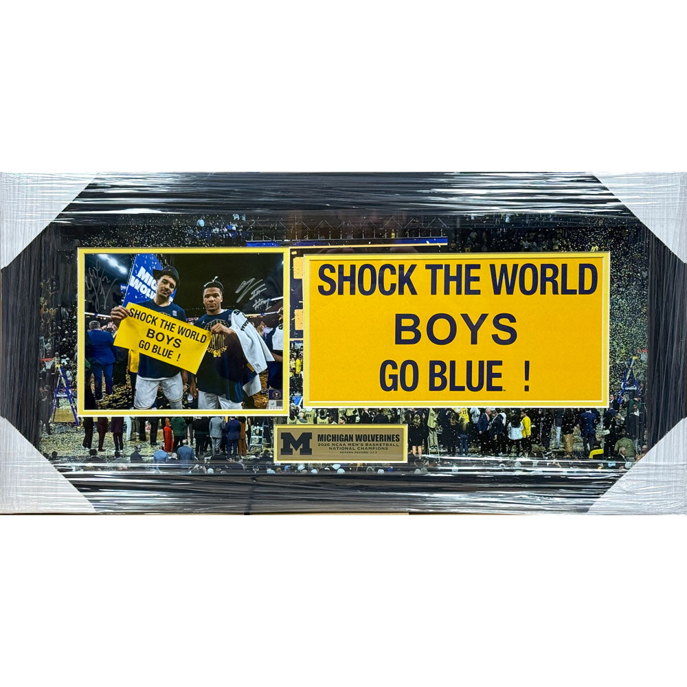 University of Michigan Basketball Yaxel Lendeborg and Trey McKenney Autographed "Shock The World" Framed Photo
