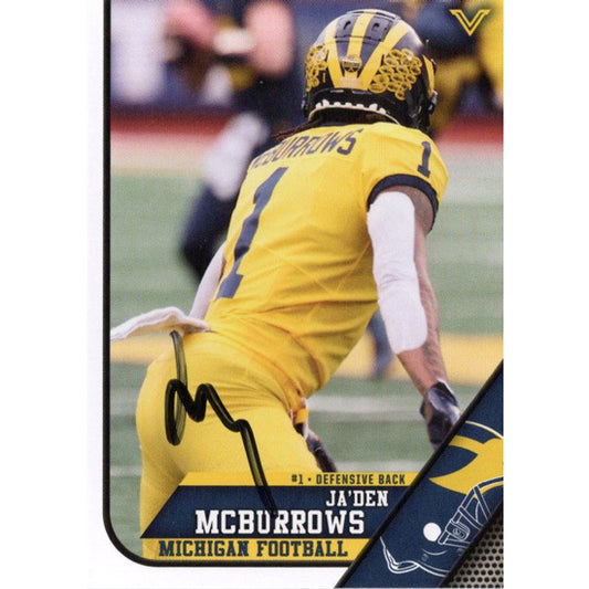 University of Michigan Football Ja'Den McBurrows Autographed Valiant 2023 Base Trading Card