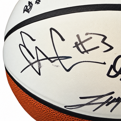 University of Michigan Men's Basketball 2025/2026 National Champions Team Signed Basketball [Imperfect: Slightly Smudged Elliot Cadeau and Howard Eisley Jr. Signature]