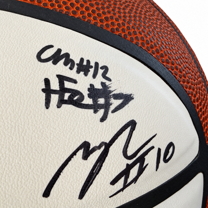 University of Michigan Men's Basketball 2025/2026 National Champions Team Signed Basketball [Imperfect: Slightly Smudged Elliot Cadeau and Howard Eisley Jr. Signature]