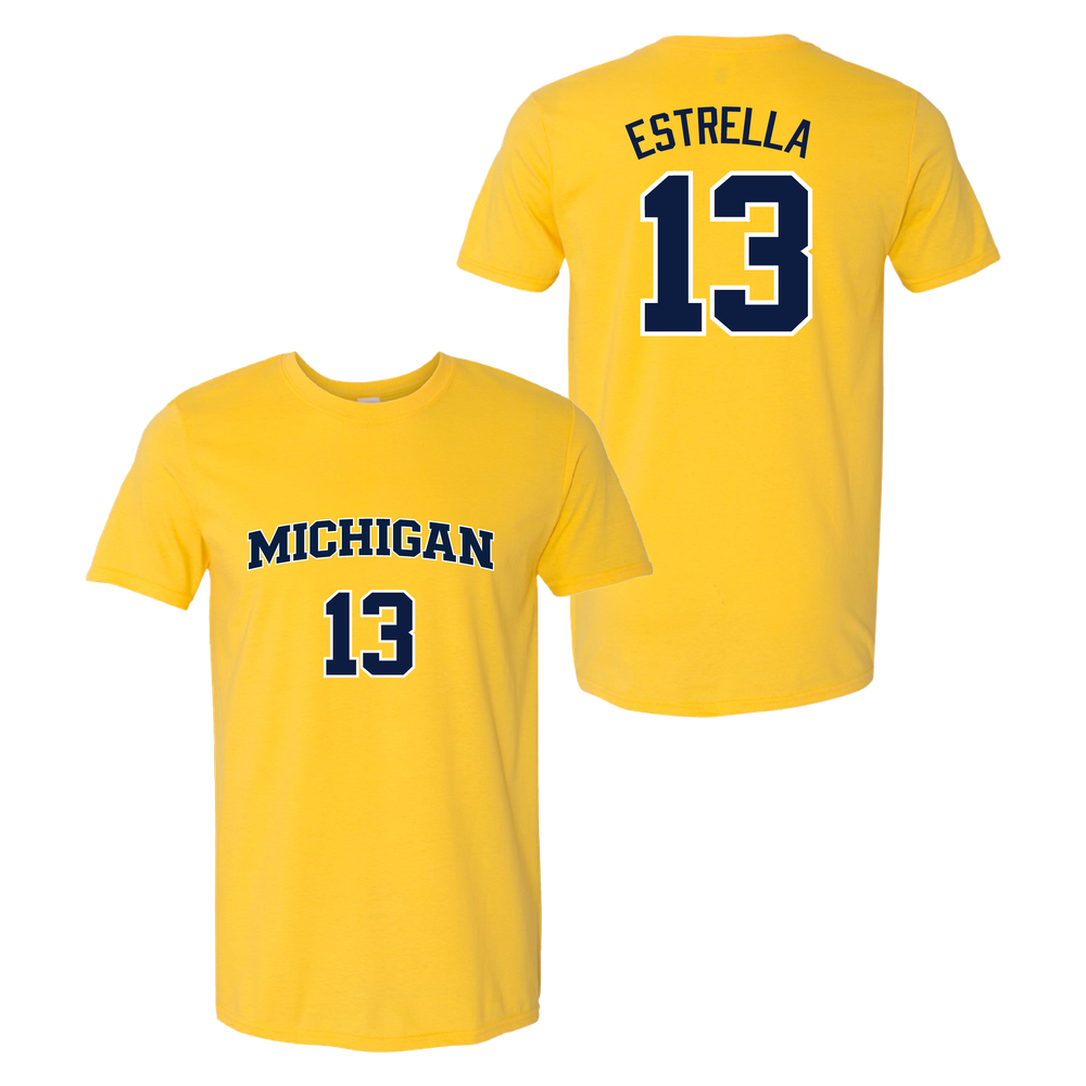 University of Michigan Men's Basketball J.P. Estrella Jersey Tee - Maize