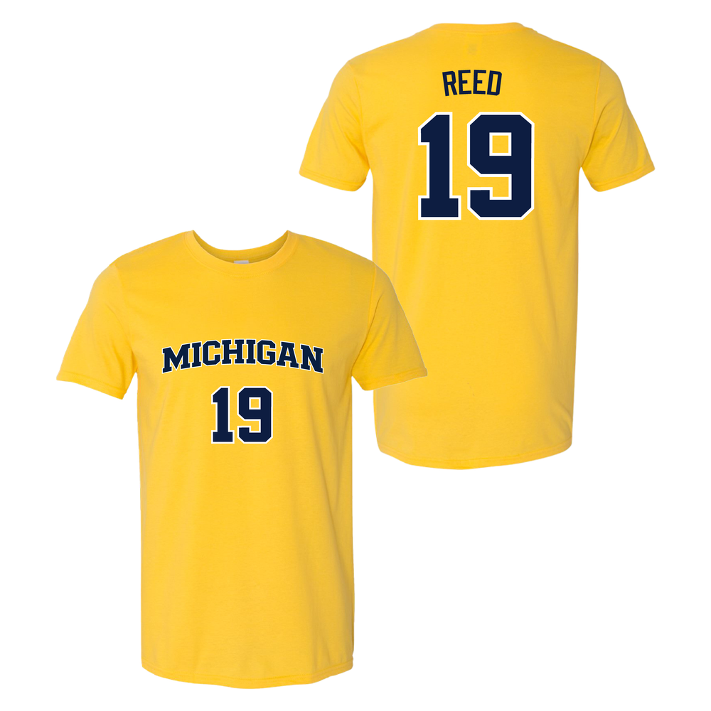 University of Michigan Men's Basketball Jalen Reed Jersey Tee - Maize