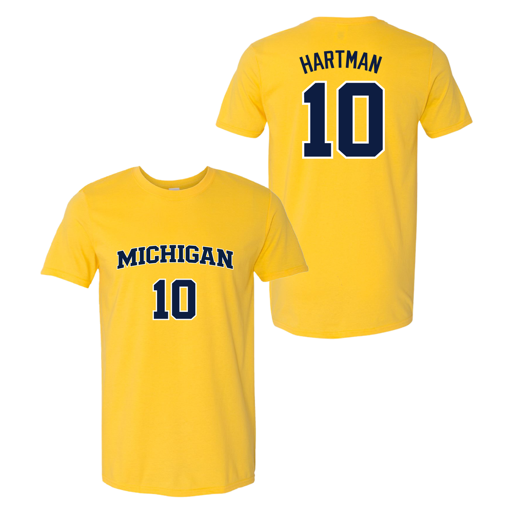 University of Michigan Men's Basketball Joseph Hartman Jersey Tee - Maize