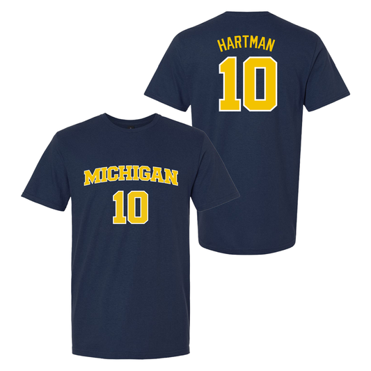 University of Michigan Men's Basketball Joseph Hartman Jersey Tee - Navy