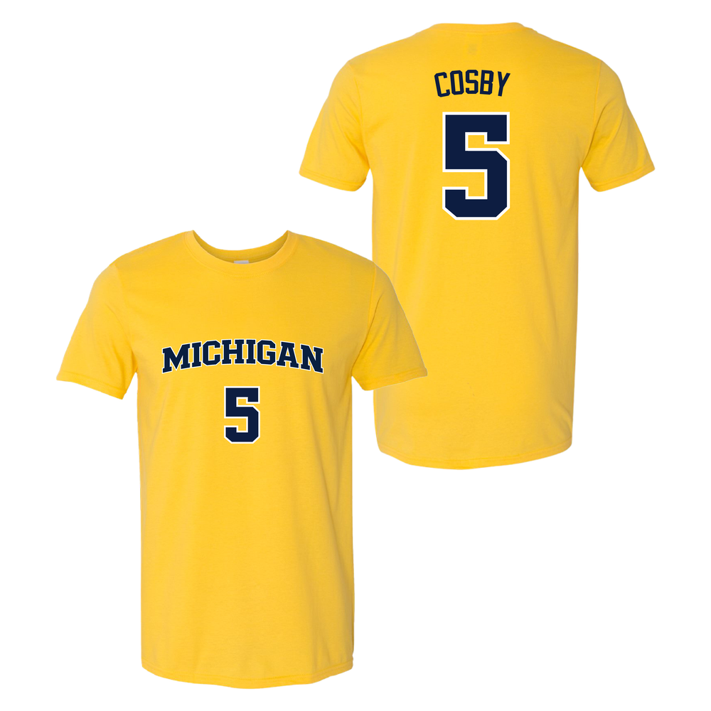 University of Michigan Men's Basketball Lincoln Cosby Jersey Tee - Maize