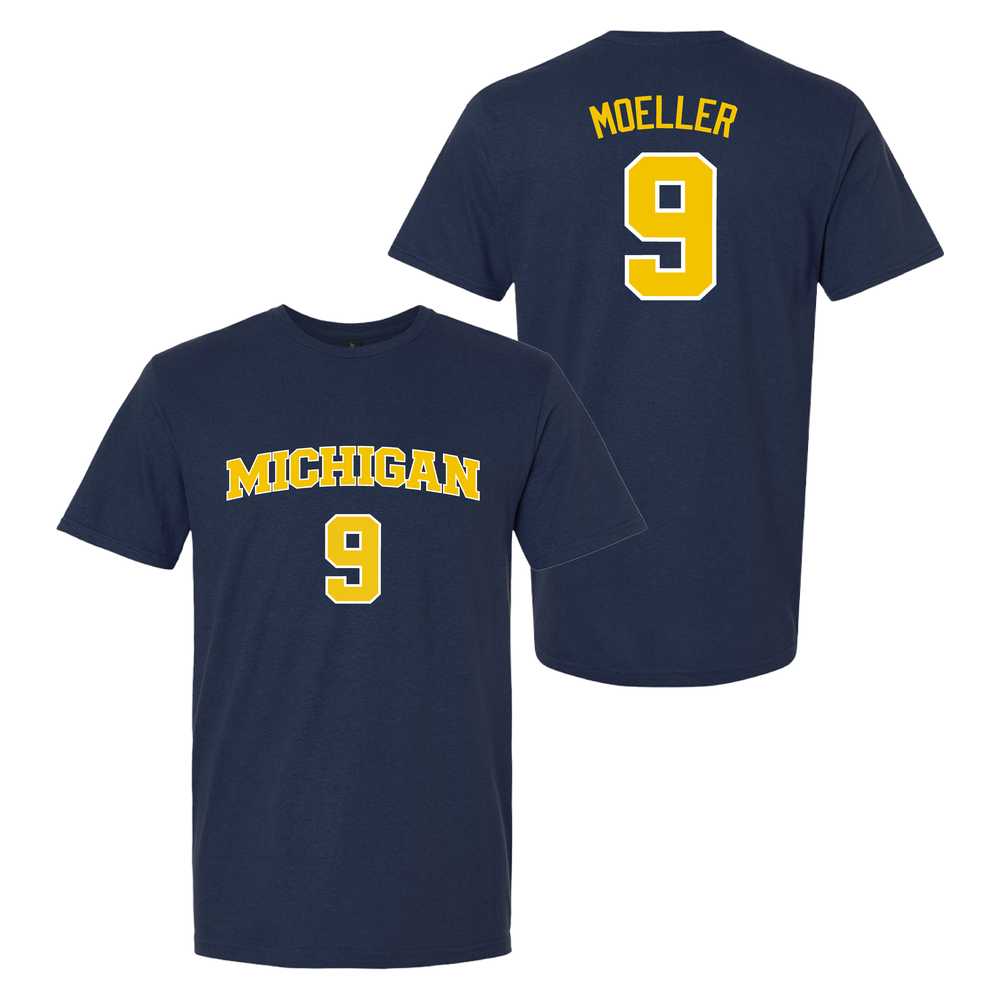University of Michigan Men's Basketball Marcus Moeller Jersey Tee - Navy