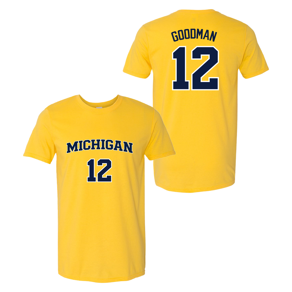 University of Michigan Men's Basketball Oscar Goodman Jersey Tee - Maize