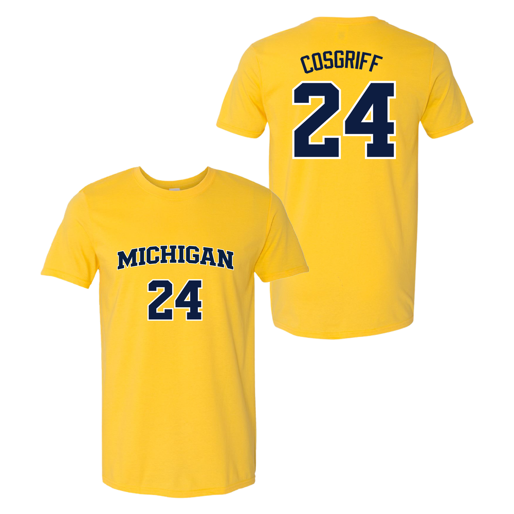 University of Michigan Women's Basketball Devin Cosgriff Jersey Tee - Maize
