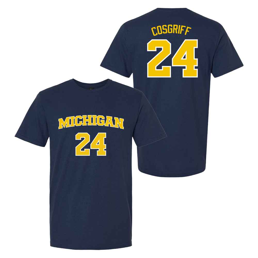 University of Michigan Women's Basketball Devin Cosgriff Jersey Tee - Navy