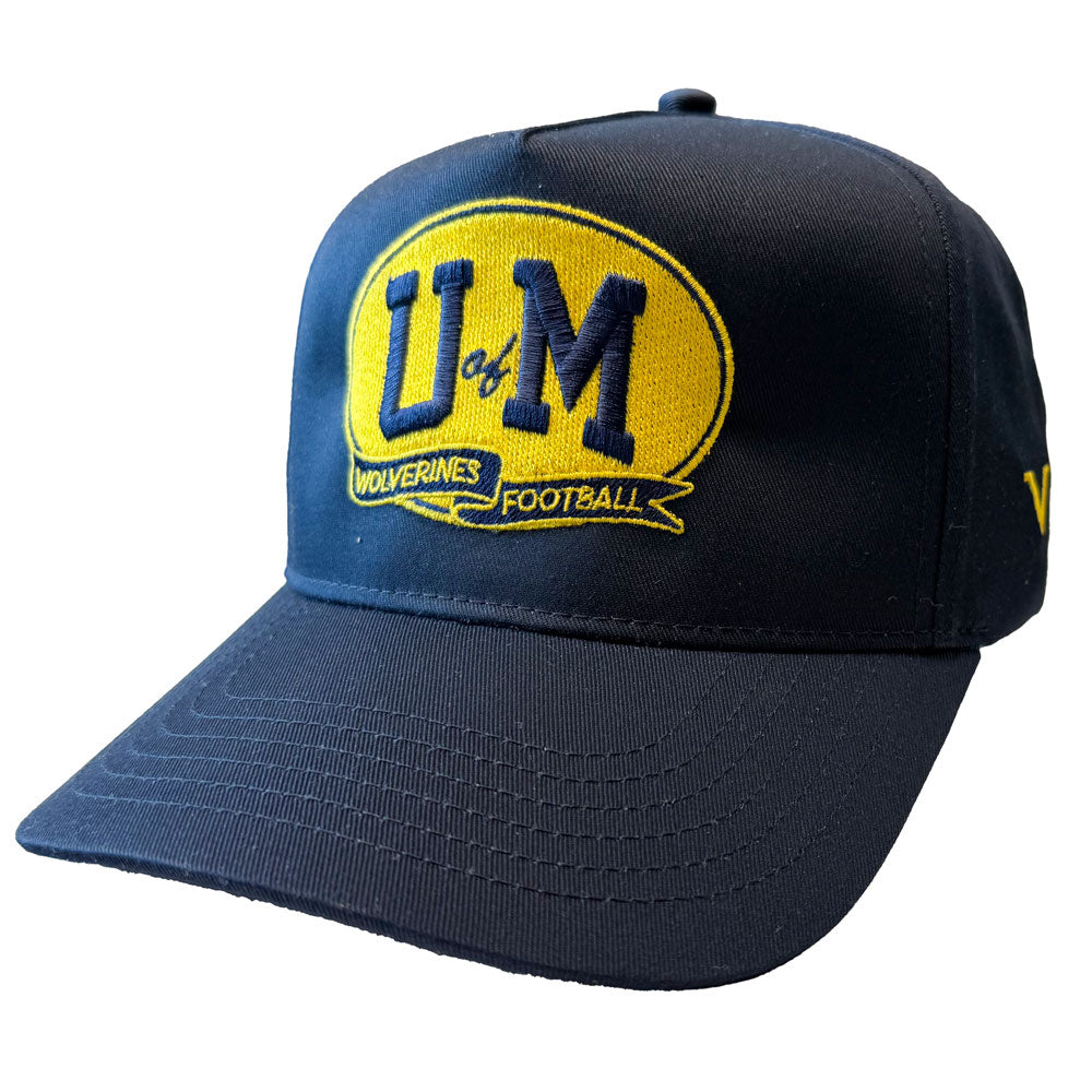 Valiant University of Michigan Football Oval "UofM" Navy Structured Snapback Hat