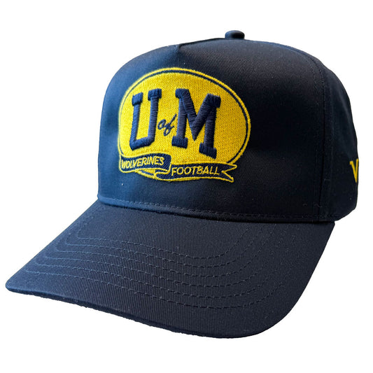 Valiant University of Michigan Football Oval "UofM" Navy Structured Snapback Hat