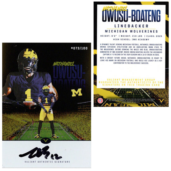 Valiant University of Michigan Football Nathaniel Owusu-Boateng "Committed" Autographed Trading Card (of 100)