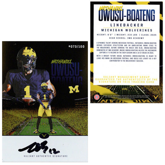 Valiant University of Michigan Football Nathaniel Owusu-Boateng "Committed" Autographed Trading Card (of 100)