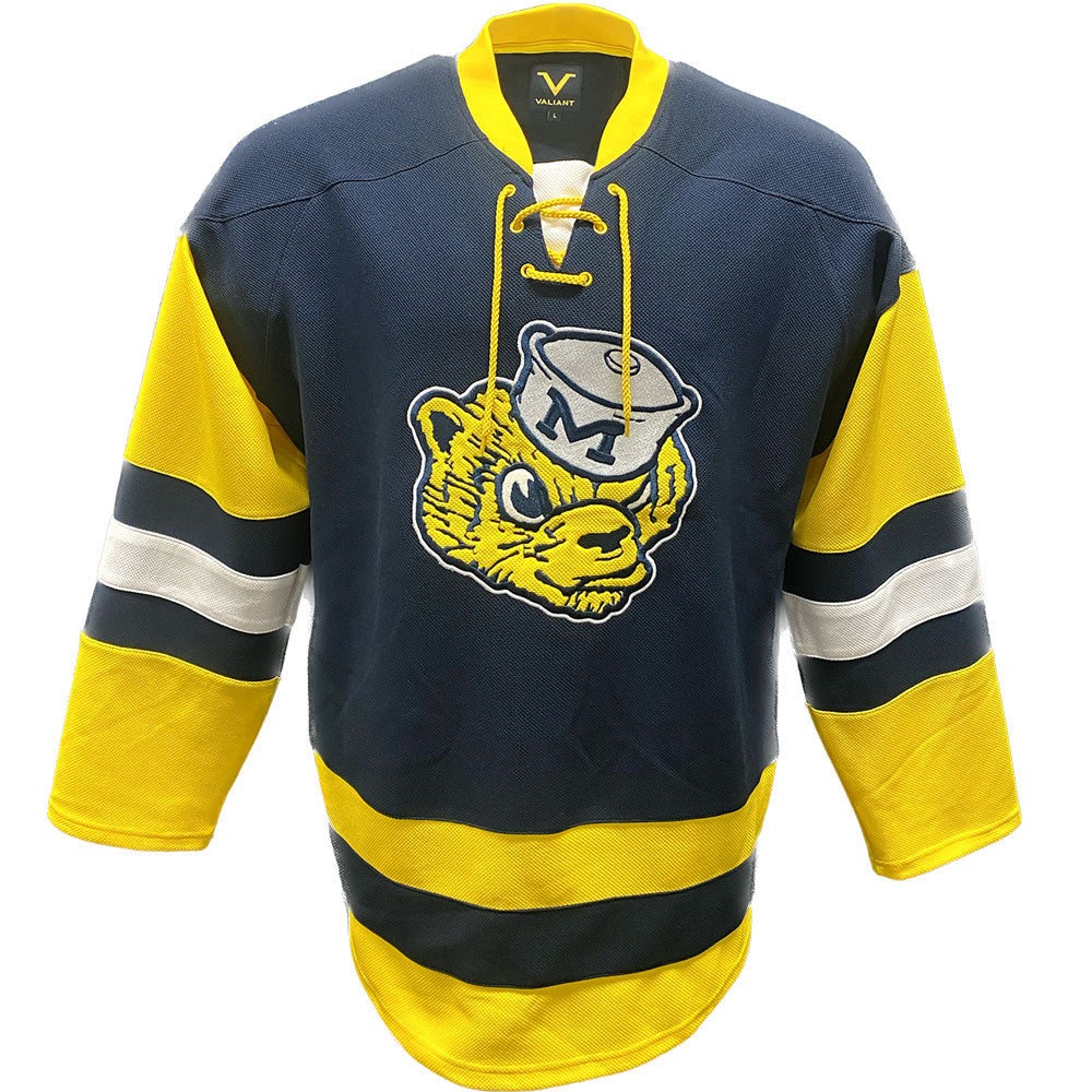 Valiant University of Michigan Hockey Navy College Vault Wolverine Jersey