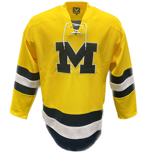Valiant University of Michigan Hockey Yellow Block "M" Jersey