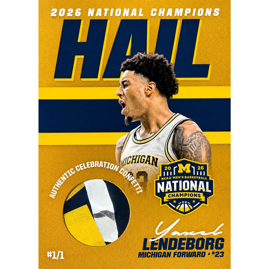 Valiant University of Michigan Basketball Yaxel Lendeborg 1/1 Gold Holo Confetti Relic Card — 2026 National Champions Edition