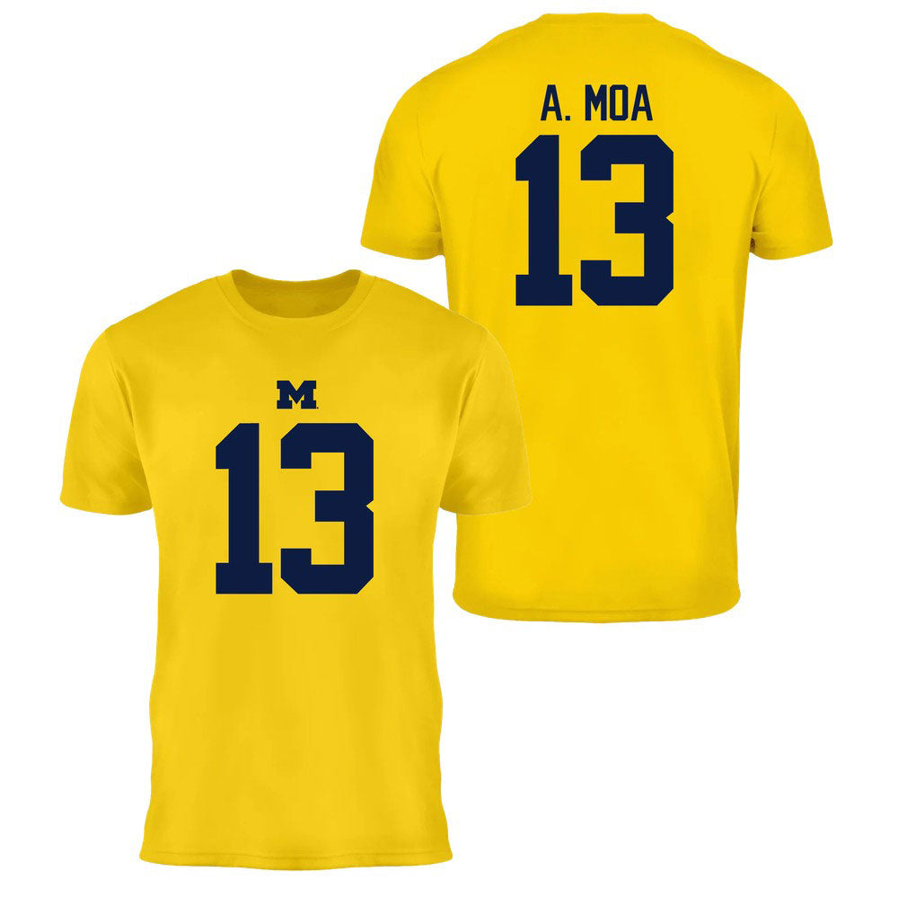 Valiant University of Michigan Football Aisea Moa #13 Jersey Tee