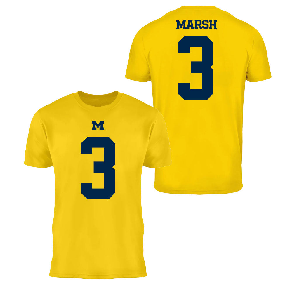 Valiant University of Michigan Football Andrew Marsh #3 Jersey Tee