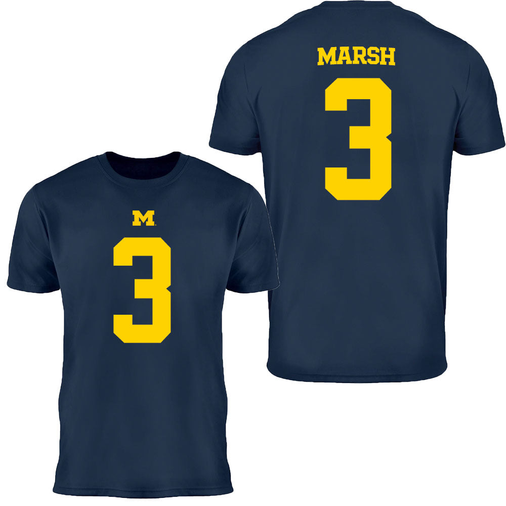 Valiant University of Michigan Football Andrew Marsh #3 Jersey Tee