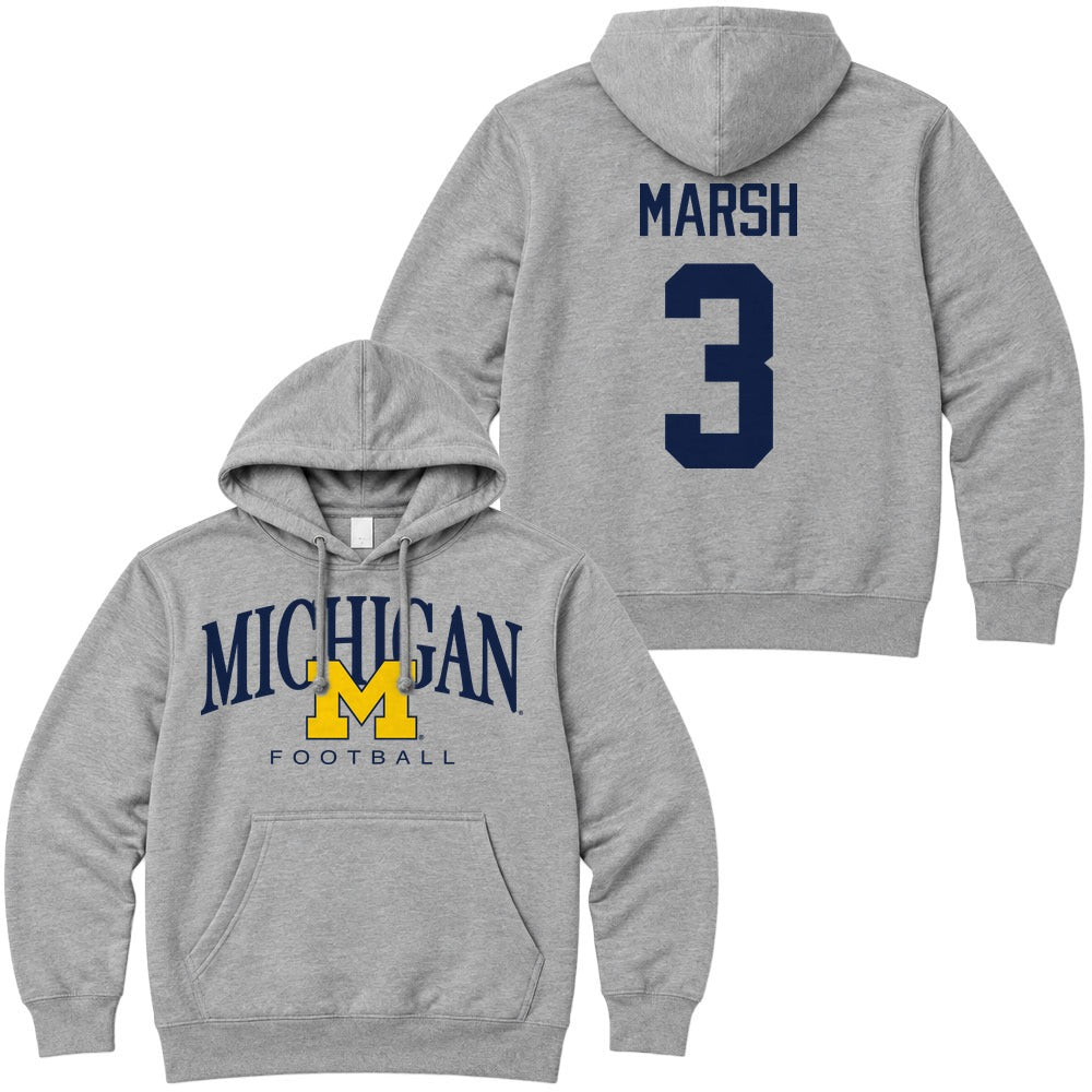 Valiant University of Michigan Football Andrew Marsh #3 M/Michigan Hooded Sweatshirt