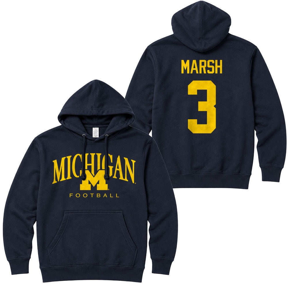 Valiant University of Michigan Football Andrew Marsh #3 M/Michigan Hooded Sweatshirt