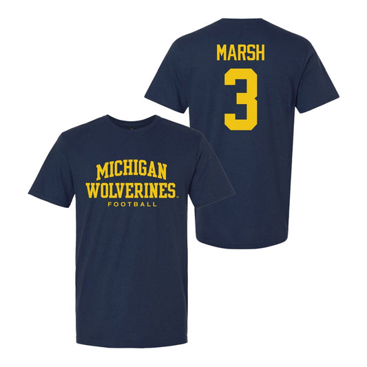 Valiant University of Michigan Football Andrew Marsh #3 Wolverines Sport Tee