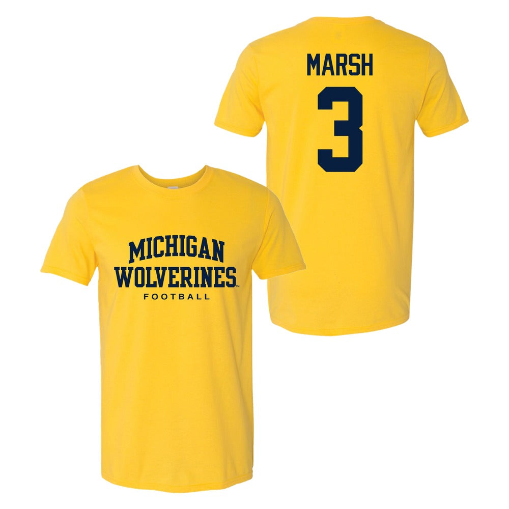 Valiant University of Michigan Football Andrew Marsh #3 Wolverines Sport Tee