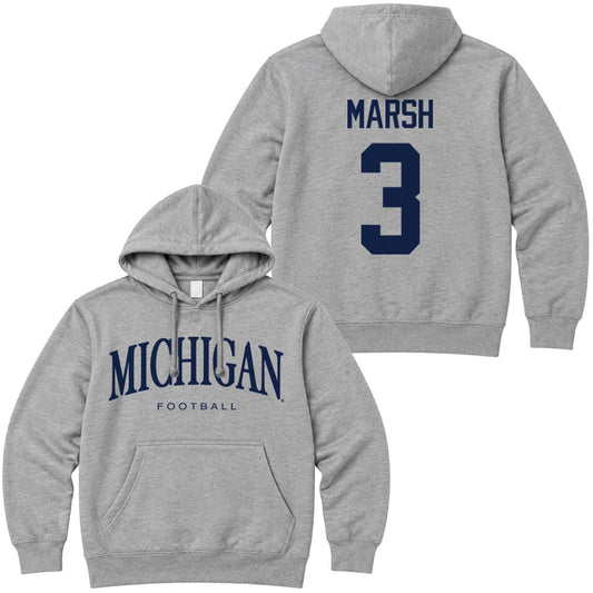 Valiant University of Michigan Football Andrew Marsh #3 Wordmark Hooded Sweatshirt
