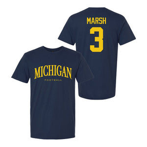 Valiant University of Michigan Football Andrew Marsh #3 Wordmark Sport Tee