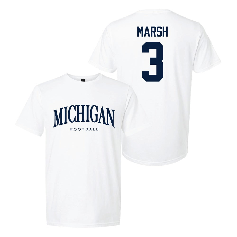 Valiant University of Michigan Football Andrew Marsh #3 Wordmark Sport Tee