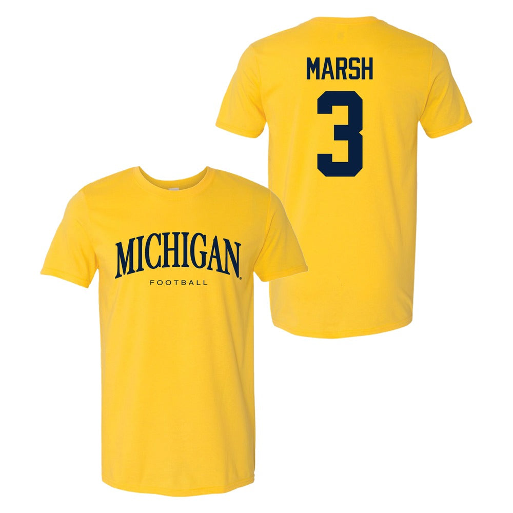 Valiant University of Michigan Football Andrew Marsh #3 Wordmark Sport Tee