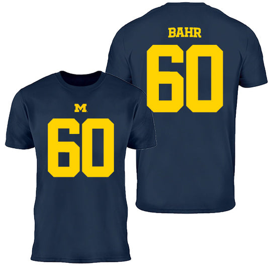 Valiant University of Michigan Football Brooks Bahr #60 Navy Jersey Tee