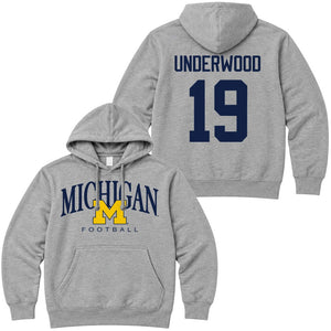 Valiant University of Michigan Football Bryce Underwood #19 M/Michigan Hooded Sweatshirt