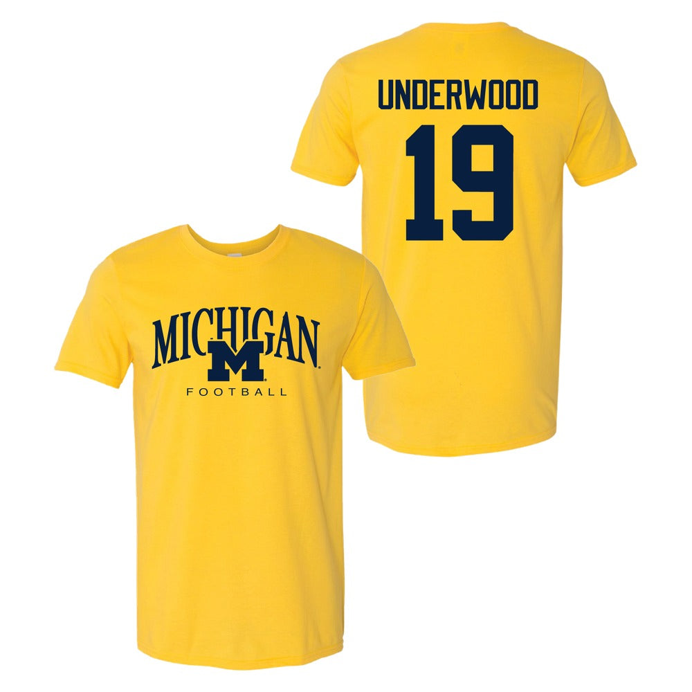 Valiant University of Michigan Football Bryce Underwood #19 M/Michigan Sport Tee